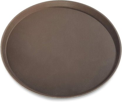 New Star Foodservice Non-Slip Tray, Plastic, Rubber Lined, Round (Brown, 16-Inch)