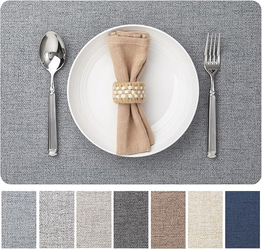 Faux Leather Placemats Set of 6 Vinyl Washable Wipeable Table Mats for Kitchen Dining Table Heat Resistant Waterproof Modern Indoor/Outdoor Placemats Non-Slip Easy Clean Place Mats (Stargaze)