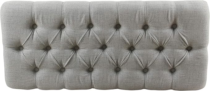 Homepop Home Decor Tufted Ainsley Button Storage Ottoman Bench with Hinged Lid Ottoman Bench with Storage for Living Room & Bedroom, Light Blue 18x40x18 Inches