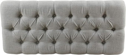 Homepop Home Decor Tufted Ainsley Button Storage Ottoman Bench with Hinged Lid Ottoman Bench with Storage for Living Room & Bedroom, Light Blue 18x40x18 Inches