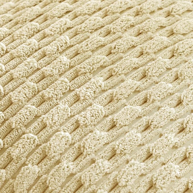 Set of 4 Pale Yellow Decorative Throw Pillow Covers 18x18 Inch Corduroy Pillow Covers for Bed Couch Sofa Living Room Soft Square Cushion Cases