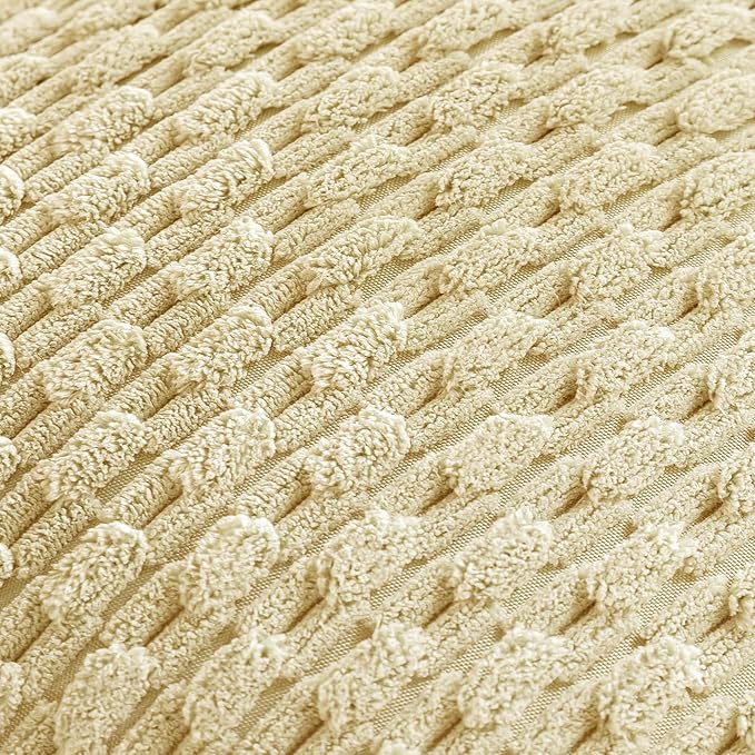 Set of 4 Pale Yellow Decorative Throw Pillow Covers 20x20 Inch Corduroy Pillow Covers for Bed Couch Sofa Living Room Soft Square Cushion Cases