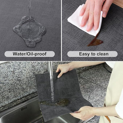 Homaxy Faux Leather Heat Resistant Placemats for Dining Table Set of 8, Waterproof Wipeable Washable PU Table Mats, Easy to Clean Anti-Slip Place Mats, 11.8" x 17", Dark Grey