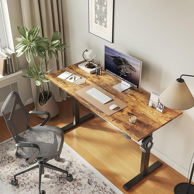 Agilestic Electric Standing Desk, Large 63 x 24 Inches Height Adjustable Desk, Sit Stand up for Work Office Home, Ergonomic Rising Computer Table with Memory Preset, Rustic Brown