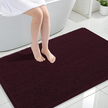 OLANLY Large Bathroom Rugs 44x32, Extra Soft Absorbent Chenille Bath Rugs, Rubber Backing Quick Dry, Machine Washable Bath Mats for Bathroom Floor, Tub and Shower, Home Decor Accessories, Black Cherry