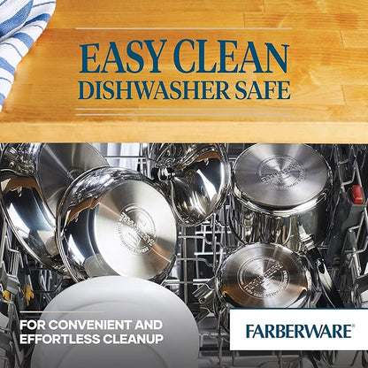 Farberware Classic Series Stainless Steel Stockpot, Pasta Pot with Strainer Lid, 8-Quart