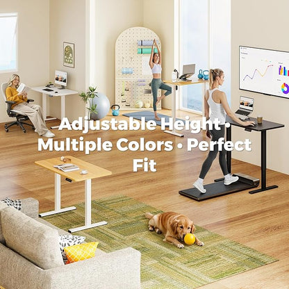 One-Piece Standing Desk 40 x 24 Inches, Small Adjustable Height Desk for Small Space Electric Sit Stand Desks Home Office Computer Workstation, White