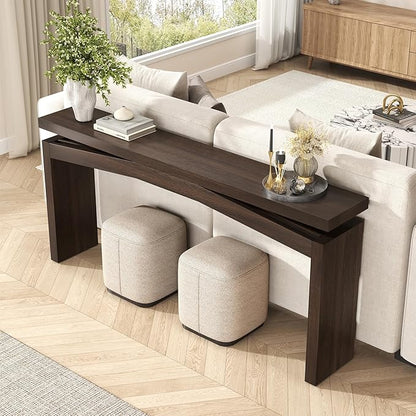 63-Inch Farmhouse Entryway Table Behind Couch Skinny, Long Wooden Entrance Table for Living Room Narrow, Rectangular Modern Console Tables for Apartment, Home, Dark Brown