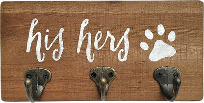 Key Holder Wall Mount, Dog Leash Holder for Wall, Decorative Rustic Entryway Hooks, Farmhouse Home Decor His Hers Gifts