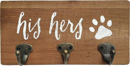 Key Holder Wall Mount, Dog Leash Holder for Wall, Decorative Rustic Entryway Hooks, Farmhouse Home Decor His Hers Gifts