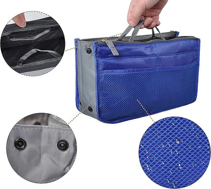 Vercord Purse Organizer Insert for Handbags Bag Organizers Inside Tote Pocketbook Women Nurse Nylon 13 Pockets Royal Blue Small