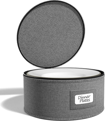 Sorbus China Storage Containers – Dinnerware Organizer for Dinner Plates with Lid (Holds Service for 12) with Felt Protectors – 12" x 6.25"