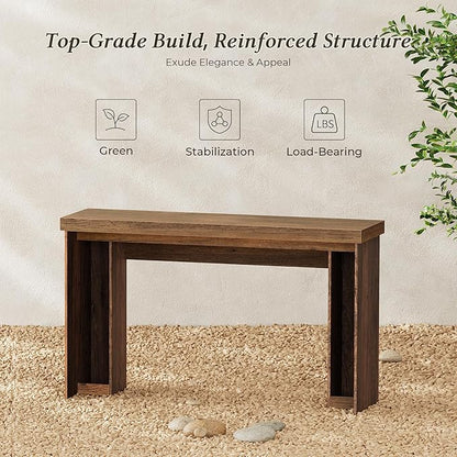 Huuger 54 Inch Entryway Table, Retangular Console Table with Storage, Farmhouse Sofa Table Behind The Couch, Long for Entrance, Hallway, Foyer, Living Room, Rustic Brown