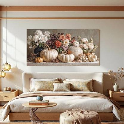 Canvas Wall Art Decor White Flower Large Wall Art Decor For Living Room Pictures Wall Decor Colorful Vintage Botanical Wall Art Pictures Prints For Home Bedroom Office Room Wall Decor 24×48 In