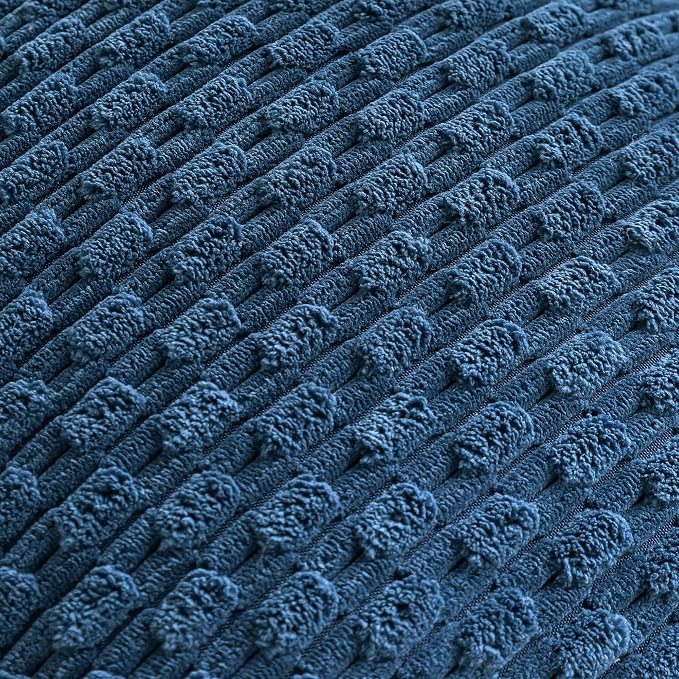 Set of 4 Blue Decorative Throw Pillow Covers 18x18 Inch Corduroy Pillow Covers for Bed Couch Sofa Living Room Soft Square Cushion Cases