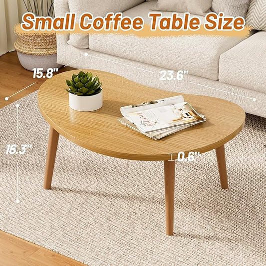Small Coffee Table, Low Table with Solid Wood Legs, 23.6" Mini Mango Accent Table Side End Table, Floor Table Desk for Sitting on The Floor, Coffee Tea Table for Living Room, Dorm, Apartment, Natural