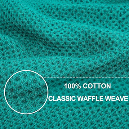 Homaxy 100% Cotton Waffle Weave Kitchen Dish Cloths, Ultra Soft Absorbent Quick Drying Dish Towels, 12 x 12 Inches, 12-Pack, Teal