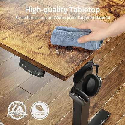 Agilestic Electric Standing Desk, Large 63 x 24 Inches Height Adjustable Desk, Sit Stand up for Work Office Home, Ergonomic Rising Computer Table with Memory Preset, Rustic Brown