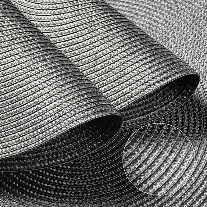 FunWheat Round Braided Placemats Set of 8 Place Mats for Dining Table Woven Washable Non-Slip Table Mats 15 Inch(Grey,8pcs)