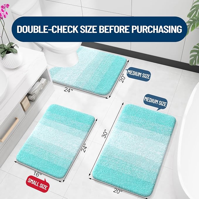 OLANLY Bathroom Runner Rugs Mat 59x24, Extra Soft Absorbent Microfiber Bath Rugs, Rubber Backing, Quick Dry, Washable Long Bath Mats for Bathroom Floor, Tub and Shower, Home Decor Accessories, Teal