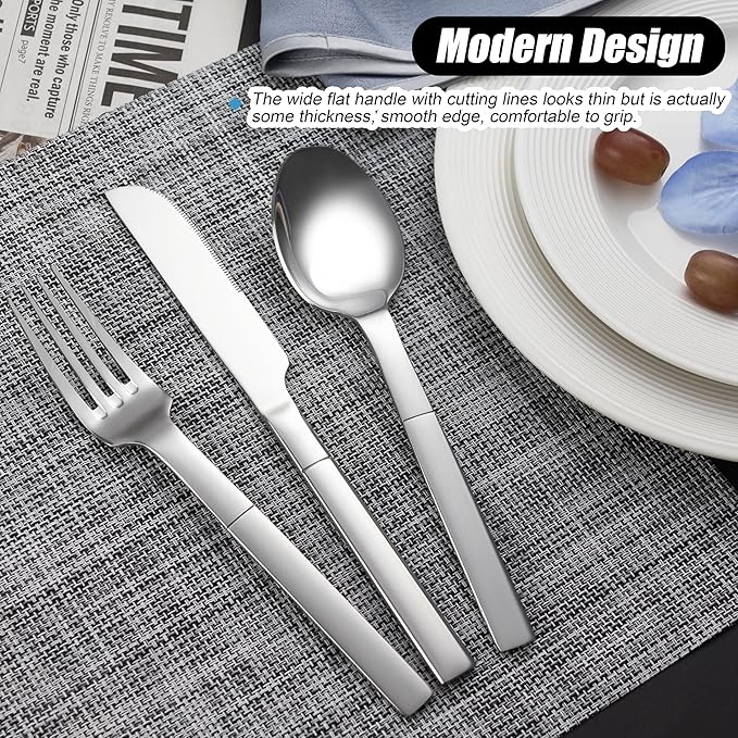 Heavy Duty Silverware Set for 8, 40 Piece Stainless Steel Flatware Utensils Cutlery Set Including Knife Fork and Spoon, Mirror Polished, Gift Package for Wedding Housewarming, Dishwasher Safe