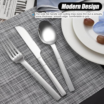 Heavy Duty Silverware Set for 8, 40 Piece Stainless Steel Flatware Utensils Cutlery Set Including Knife Fork and Spoon, Mirror Polished, Gift Package for Wedding Housewarming, Dishwasher Safe