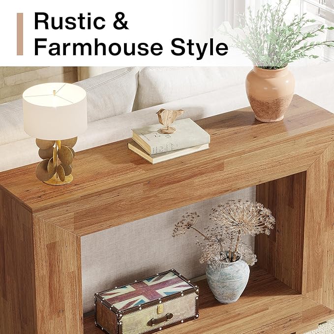 Tribesigns Farmhouse Console Table, 47 Inches Entryway Console Table with Storage, Industrial Hallway Accent Table for Living Room, Entrance