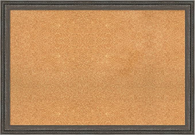 Amanti Art Natural Cork Board for Wall, 27x39 Vision Board with Brown Wood Frame, Large Corkboard Office Decor for Home Organization, Rustic Farmhouse Corkboard Pinboard to display items for home