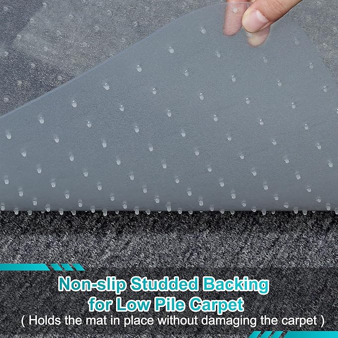 BesWin Office Chair Mat for Carpeted Floors, 44'' x 58'' Large Desk Chair Mat for Low Carpets, Premium Quality Hard Carpet Protector for Work, Home, Gaming, Easy Glide and Flat Without Curling