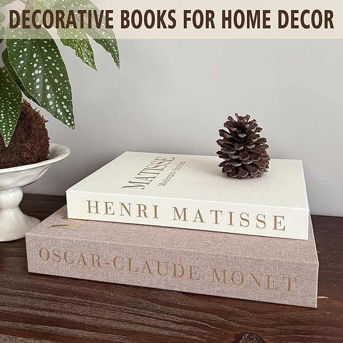Decorative Books,Coffee Table Decor with Linen Coffee Table White Books Stack Bookshelf Home Decor, Fake Book Double as Libros Decorativos and Photo Storage