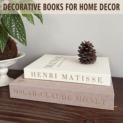 Decorative Books,Coffee Table Decor with Linen Coffee Table White Books Stack Bookshelf Home Decor, Fake Book Double as Libros Decorativos and Photo Storage