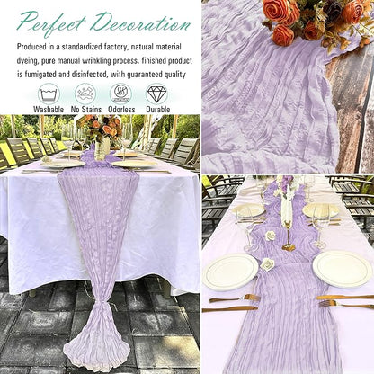 8 Pack Lavender Cheesecloth Table Runner 22 x 108 inch Gauze Cheese Cloth Table Runner Bulk for Rustic Wedding Baby Shower Birthday Party Boho Table Decor