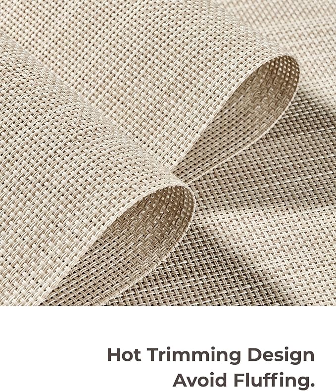 Leetaltree Beige White Placemats Set of 20 - Heat Resistant Non-Slip Place mats for Dining Table, Washable Durable PVC Vinyl Woven Table Mats(Beige White, 20)