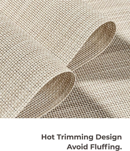 Leetaltree Beige White Placemats Set of 12 - Heat Resistant Non-Slip Place mats for Dining Table, Washable Durable PVC Vinyl Woven Table Mats(Beige White, 12)