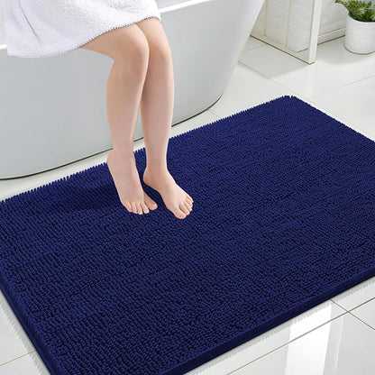 OLANLY Large Bathroom Rugs 44x32, Extra Soft Absorbent Chenille Bath Rugs, Rubber Backing Quick Dry, Machine Washable Bath Mats for Bathroom Floor, Tub and Shower, Home Decor Accessories, Navy