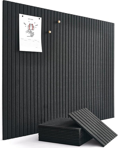 Large Bulletin Board 48"x36" - Office Wall Organizer to Replace your Old Cork Boards for Walls for Office Decor - 12-pack Felt Wall Panels for Use in Home Office Decor, Classroom Decor (Black)