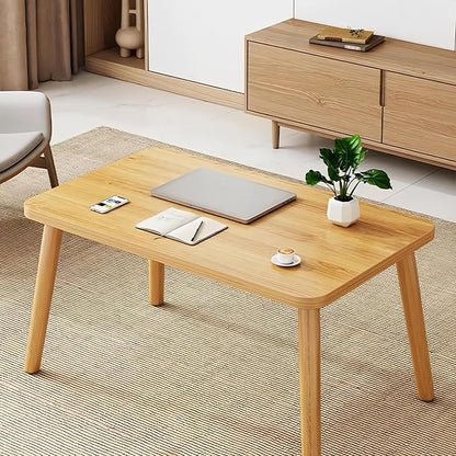 Square Coffee Table Low Table with 4 Solid Wood Sturdy Legs,Floor Table Desk for Sitting on The Floor,19.7"D x 31.5"W x 16"H Inches,Living Room/Toy room Furniture,Rental house Furniture(Natural)