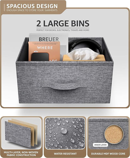 Sorbus Nightstand with 2 Drawers - Bedside Furniture End Table Night Stand with Steel Frame, Wood Top & Easy Pull Fabric Bins - Small Dresser & Chest for Home, Bedroom Accessories & Office