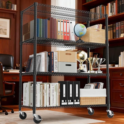 M MZG 2640LBS 53.1" W 4 Tiers Shelf Steel Storage Shelves Shelving Unit Steel Organizer Wire Rack for Home,Kitchen,Office,Garage Black 23.6" D x 53.1" W x 73.6" H