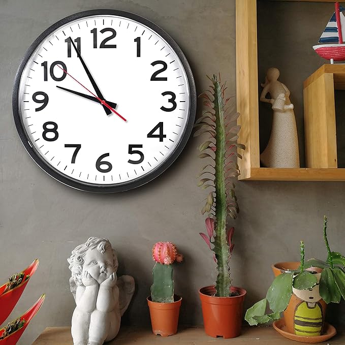 |14 Inch | Modern | Atomic | Analog | Home | Office | School | Gym | Indoor | Outdoor | Sets Automatically | Unbranded | Classic | Black | Battery Operated | Modern Décor