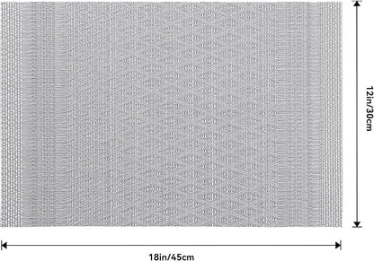 Leetaltree Lunar Grey Placemats Set of 4 - Heat Resistant Non-Slip Place mats for Dining Table, Washable Durable PVC Vinyl Woven Table Mats（Lunar Grey, 4）