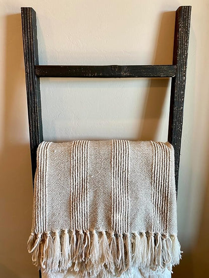 BARNWOODUSA Rustic Farmhouse Decorative Ladder - Our 5 ft Ladder can be Mounted Horizontally or Vertically and is Crafted from Upcycled Wood No Assembly Required Smoky Black