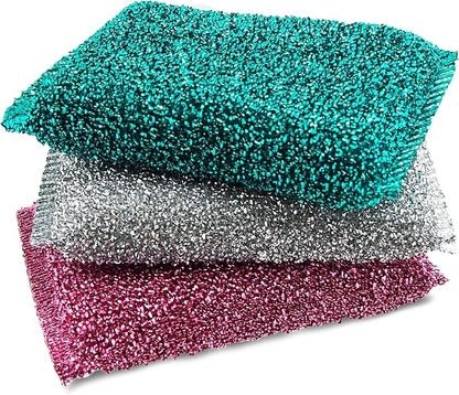 Dish Sponges for Kitchen (3 Pcs) Non-Scratch Scrub Sponges for Dishes, Pots, Pans, Glass, Stainless Steel & Nonstick Cookware–Odor-Resistant, Quick-Dry, Flexible, Durable & Reusable Cleaning Scrubbers