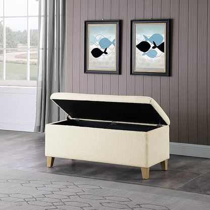 HomePop Storage Bench, Pearl Cream, Rectangle