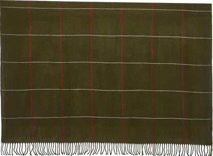 Arus Acrylic Highlands Collection Queen Size Tartan Plaid Design Throw Blanket Green-Olive, 60x80 inches