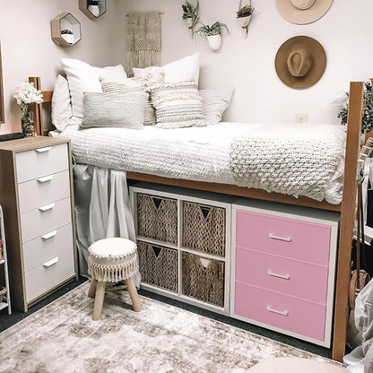 BOLUO Closet Drawers Pink 3 Drawer Dresser for Closet Organizers and Storage Bedroom Dorm Modern