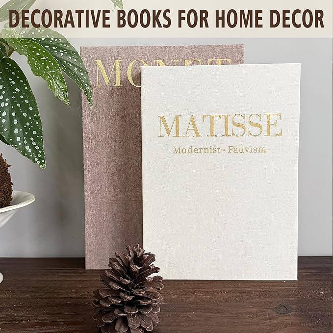 Decorative Books,Coffee Table Decor with Linen Coffee Table White Books Stack Bookshelf Home Decor, Fake Book Double as Libros Decorativos and Photo Storage