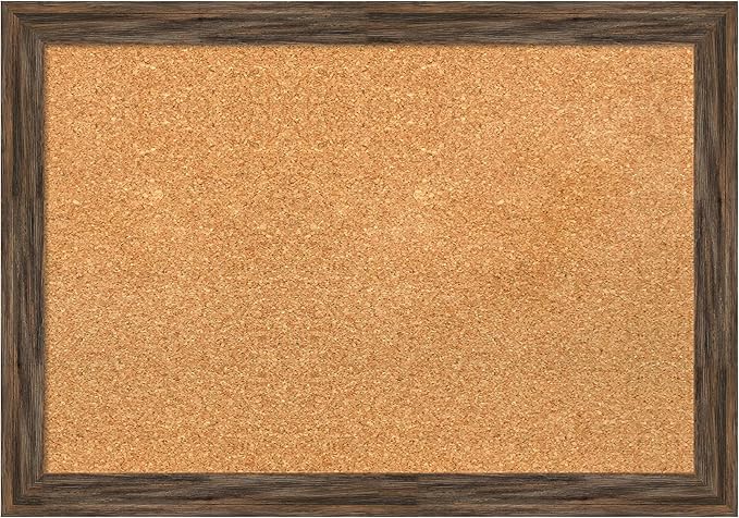 Amanti Art Natural Cork Board for Wall, 19x27 Vision Board with Brown Wood Frame, Medium Corkboard Office Decor for Home Organization, Rustic Farmhouse Corkboard Pinboard to display items for home