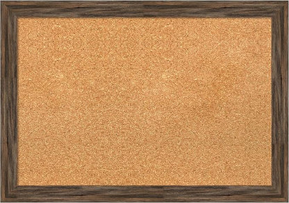 Amanti Art Natural Cork Board for Wall, 19x27 Vision Board with Brown Wood Frame, Medium Corkboard Office Decor for Home Organization, Rustic Farmhouse Corkboard Pinboard to display items for home