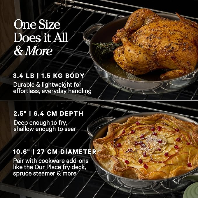 Our Place Titanium Always Pan Pro | 10.6" PFAS-Free Nonstick Frying Pan with Spatula | Chef-Grade Tri-Ply Stainless Steel & Aluminum Build | Induction & Oven-Safe up to 1000°F | Chrome
